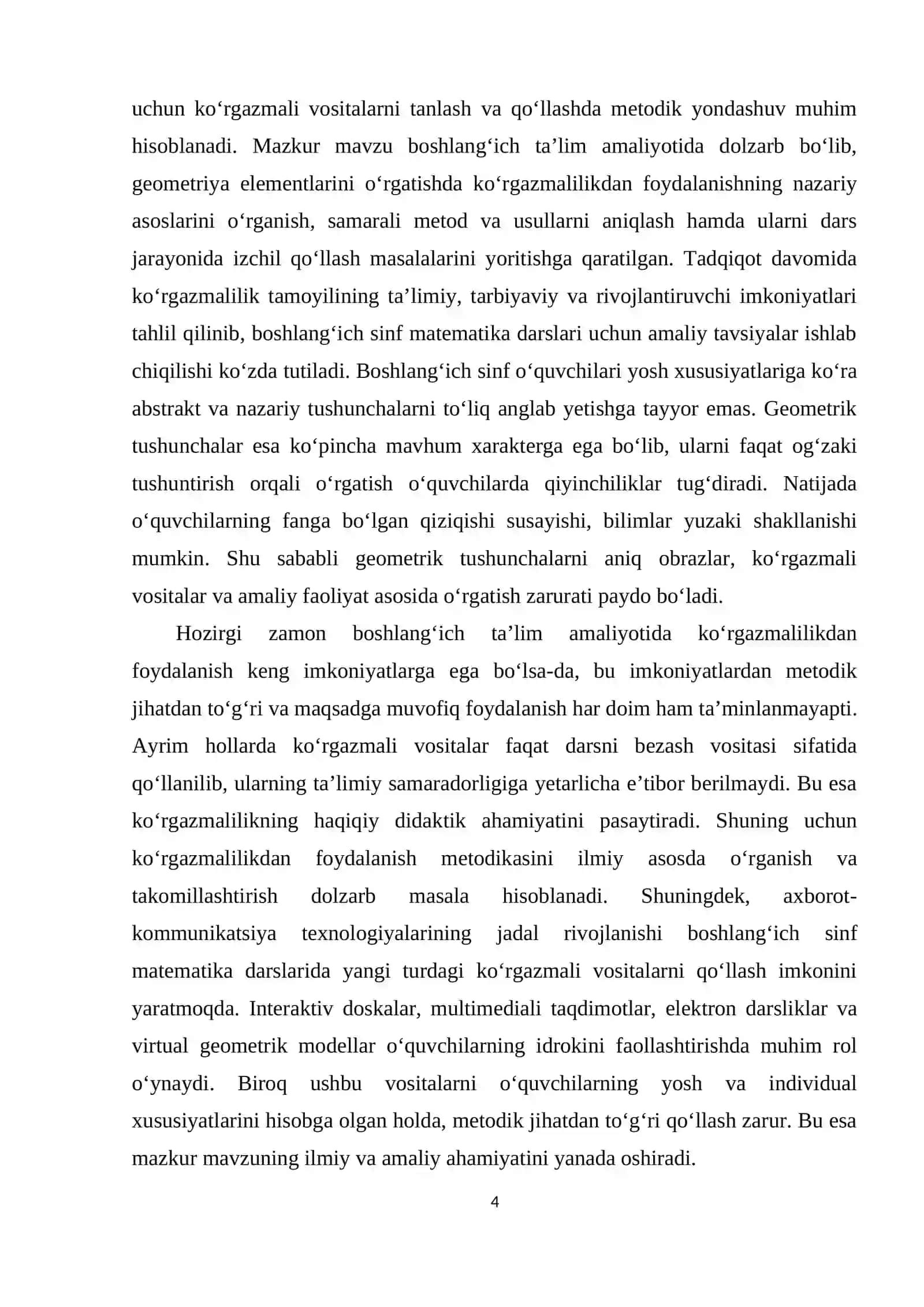 Boshlang‘ich sinflarda matematika fanini o‘qitishda metodlar va usullarni samaradorligi 4