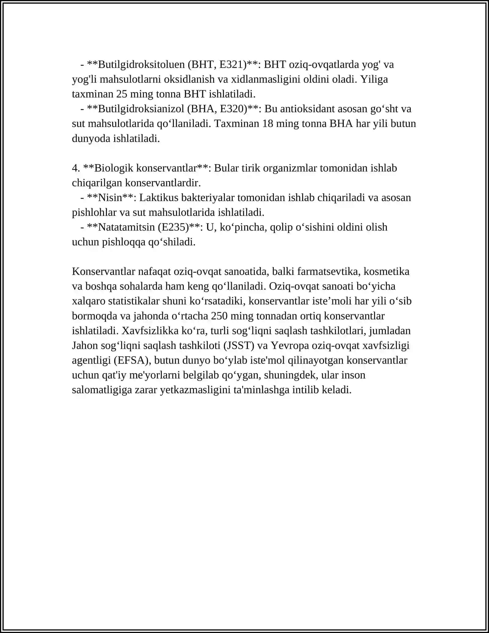 KONSERVANTLAR VA ANTIBIOTIKLAR 4
