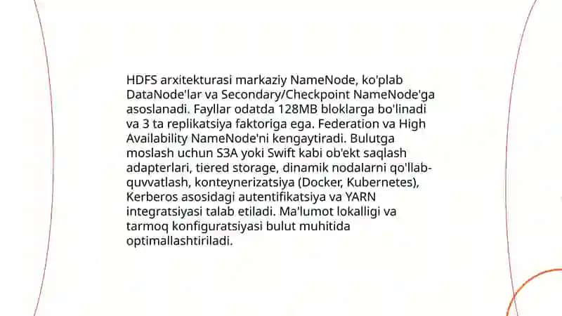 Apache Hadoop platformasida bulutli tizimlarni ishlab chiqish 4