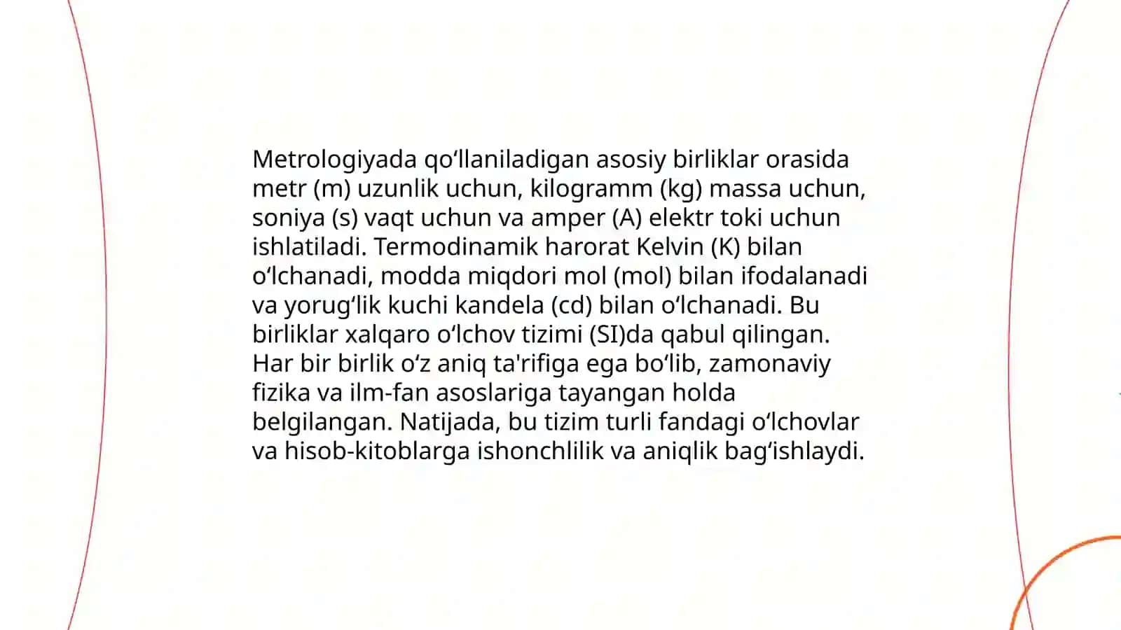 Metrologiya boʻlimiga oid xalqaro birliklar tizimi 4