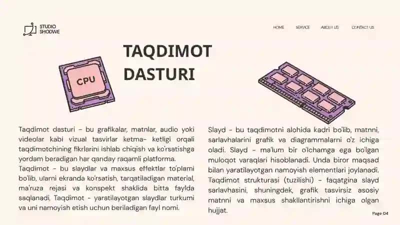 Taqdimot dasturlari va elektron darsliklar(jadval va diagrammalar bilan) 4