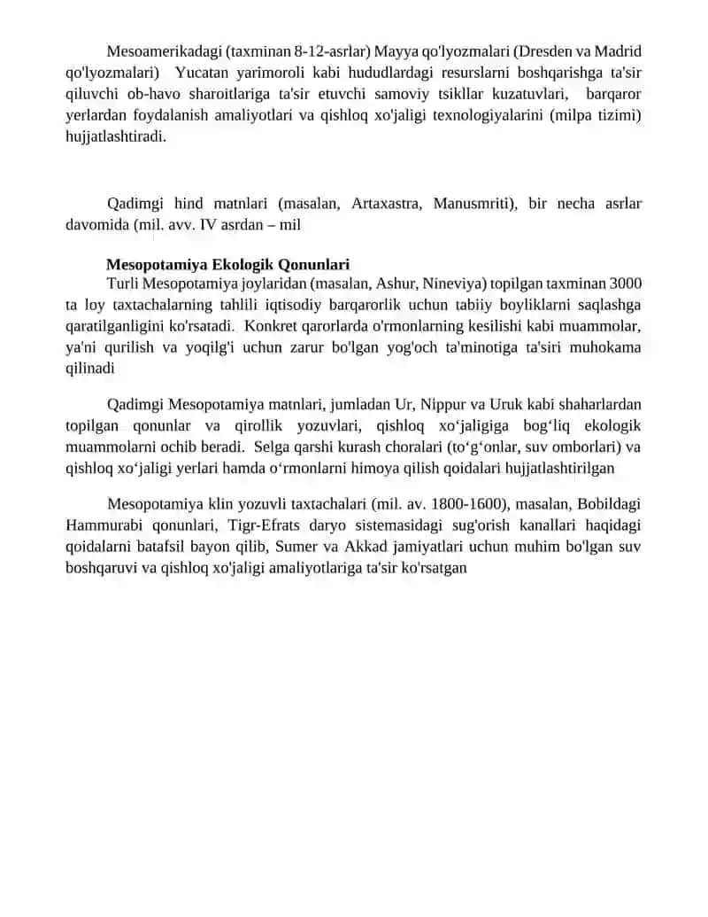 Qadimgi qoʻlyozmalarda tabiatni muhofaza qilish haqidagi masalalarni yoritilishi 4