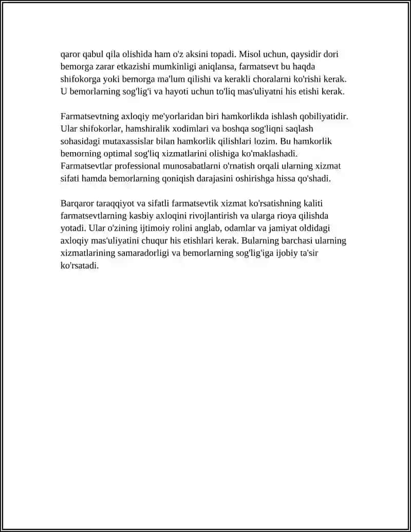 FARMATSEVTNING ETIK KODEKSI: PRINSIPLAR VA AHAMIYAT 4