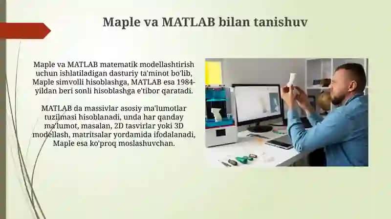 Fizik jarayonlarni Maple yoki Matlab yordamida modellashtirish 4