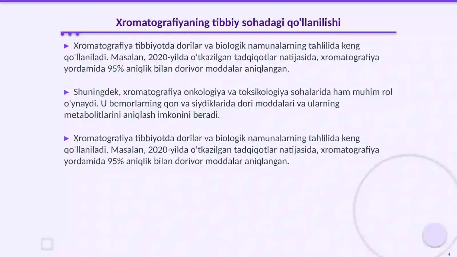 Xromatografiyaning tibbiy izlanishlardagi imkoniyatlari 4