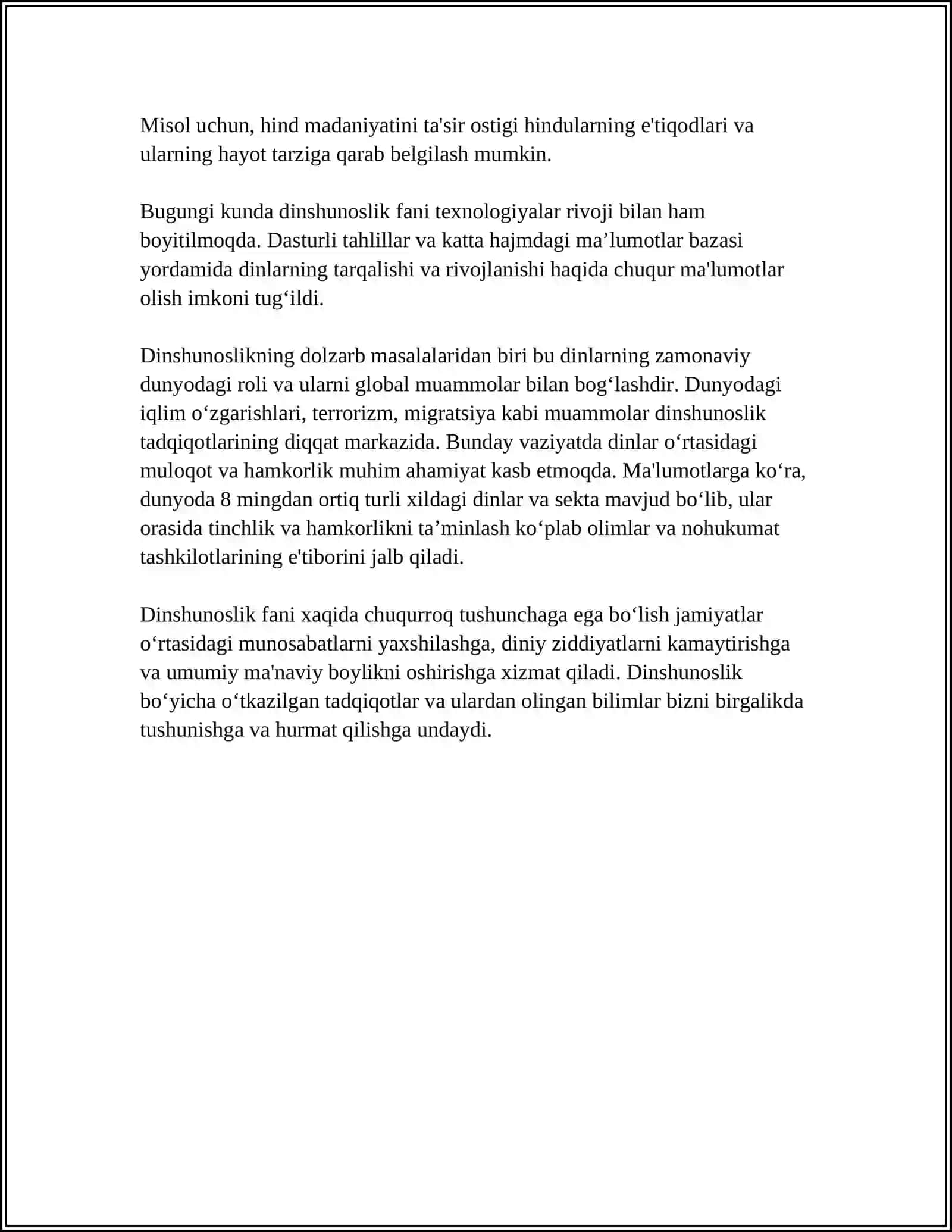 DINSHUNOSLIKNING FAN SIFATIDA SHAKLLANISHI,PREDMETI,FUNKSIYALARI, KATEGORIYALARI 4