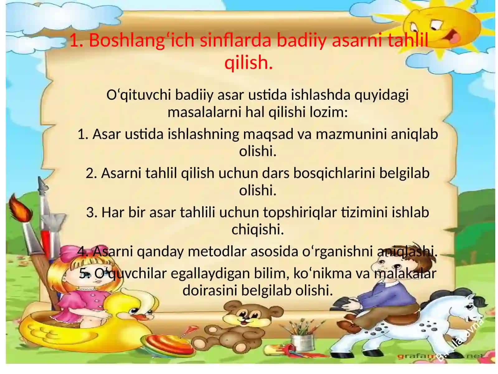 Badiiy asarni tahlil qilish, tahlilning adabiy-badiiy asoslari. Badiiy asarni idrok etishdagi ruhiy holatlarni tahlil qilish 4