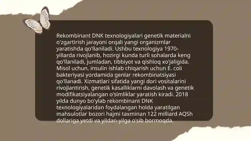 Genetik injeneriya va Bioyexnologiya 4