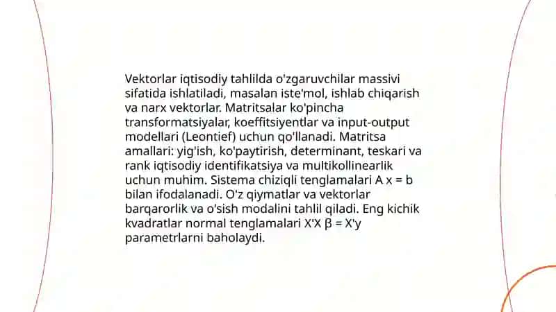 Iqtisodiy malumotlar tahlilida matritsali mofellarni qollash 4