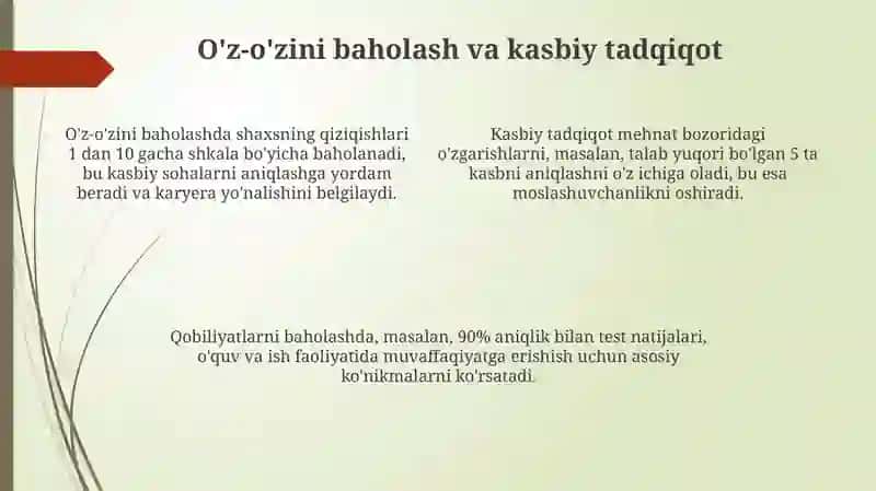 Kasb Tanlash va Yo'naltirish 4