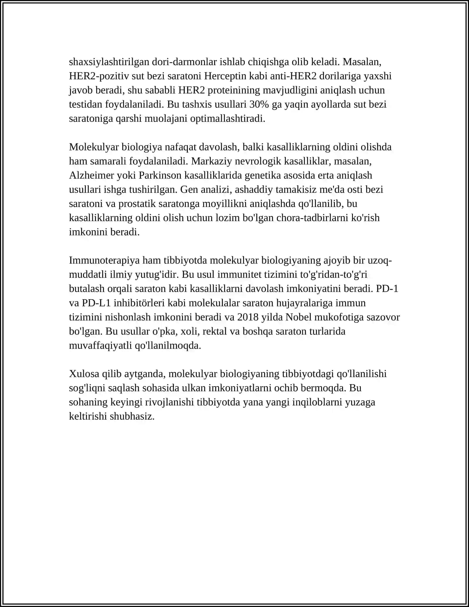 TIBBIYOT, BIOLOGIYA VA FARMATSIYANING AMALIY MASALALARINI OCHIB BERISH 4