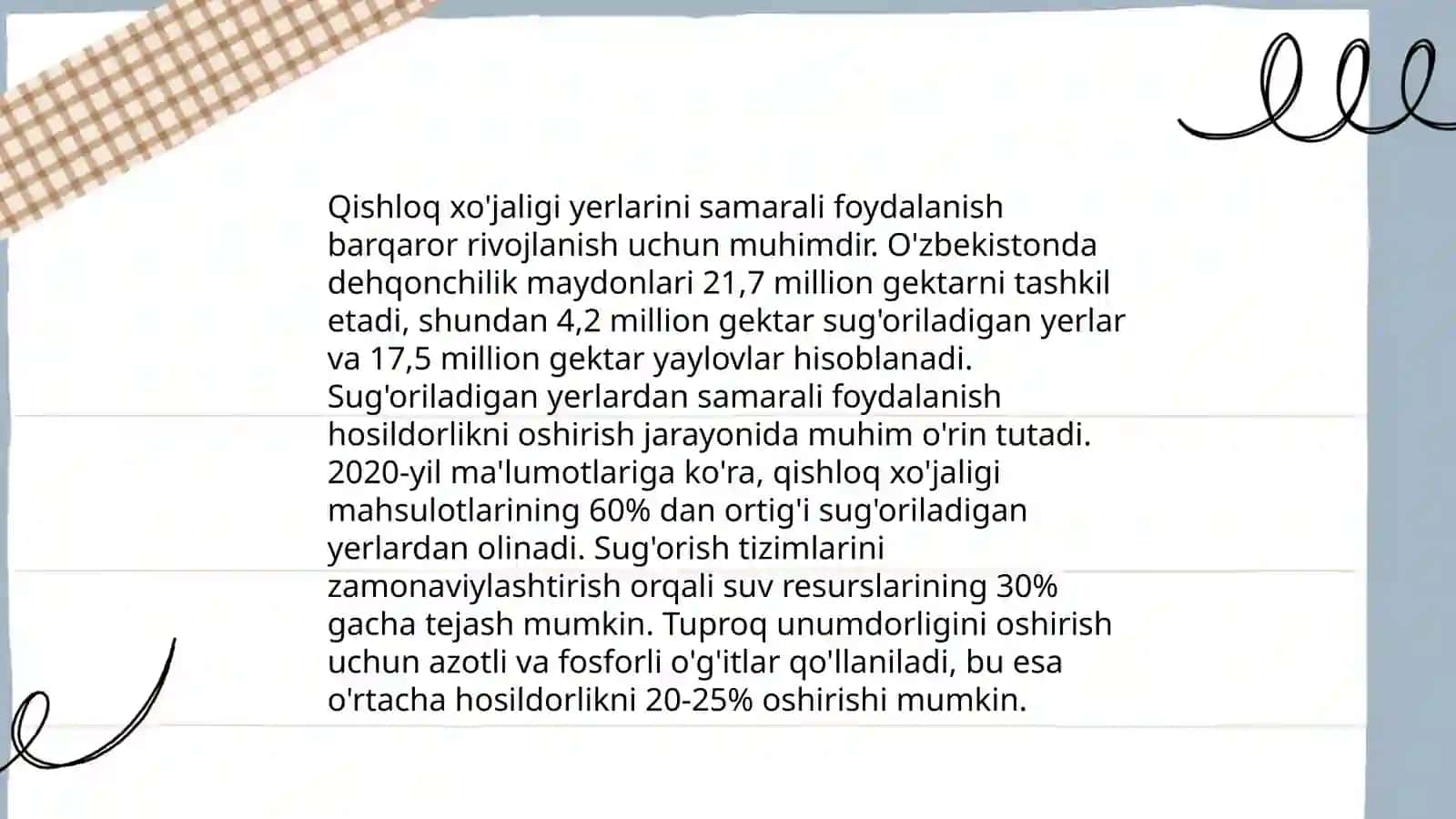 Suv resurslarini boshqarish va sug'orish usullari 4