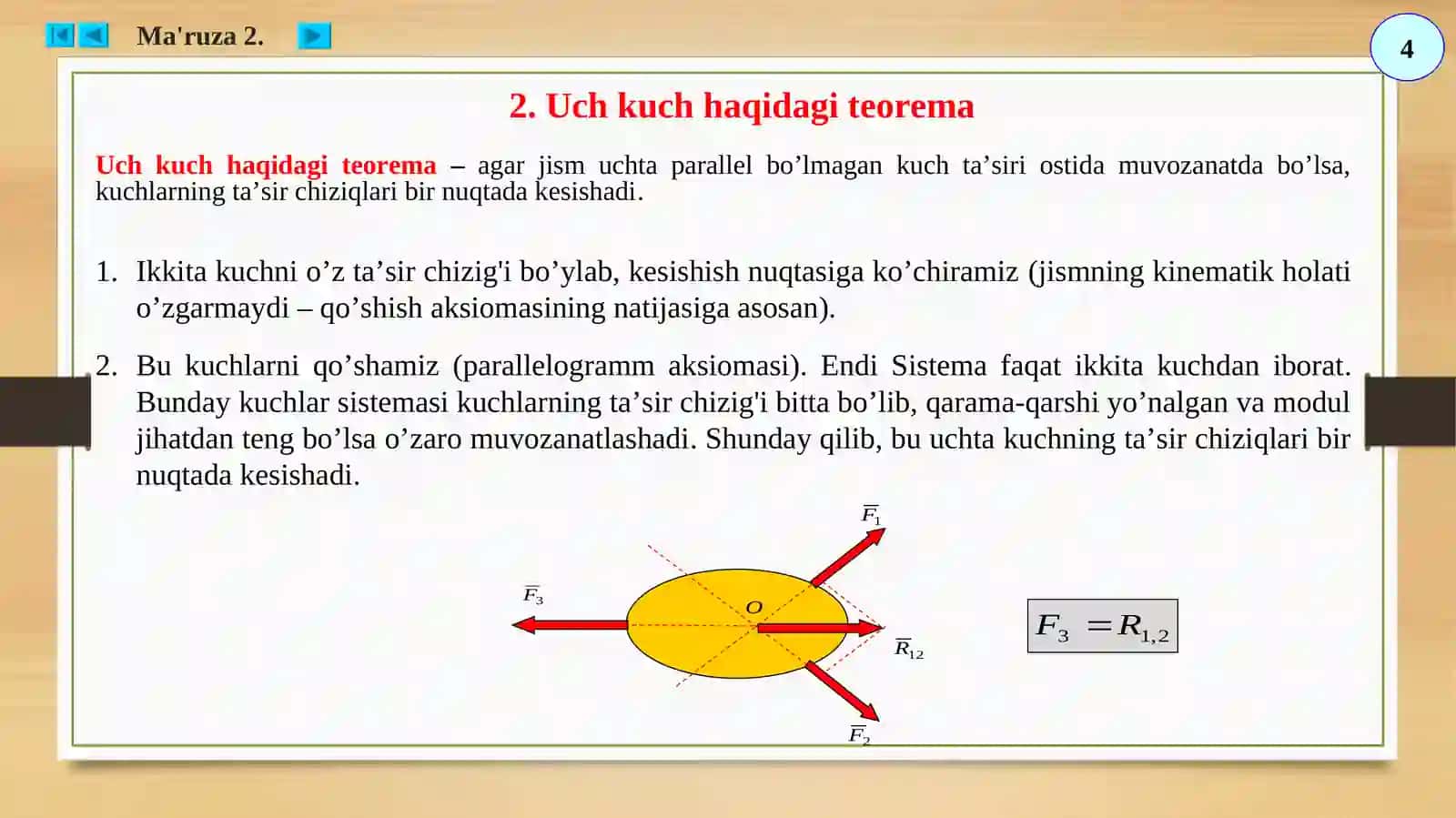 BIR NUQTADA KESISHUVCHI KUCHLAR SISTEMASI 4