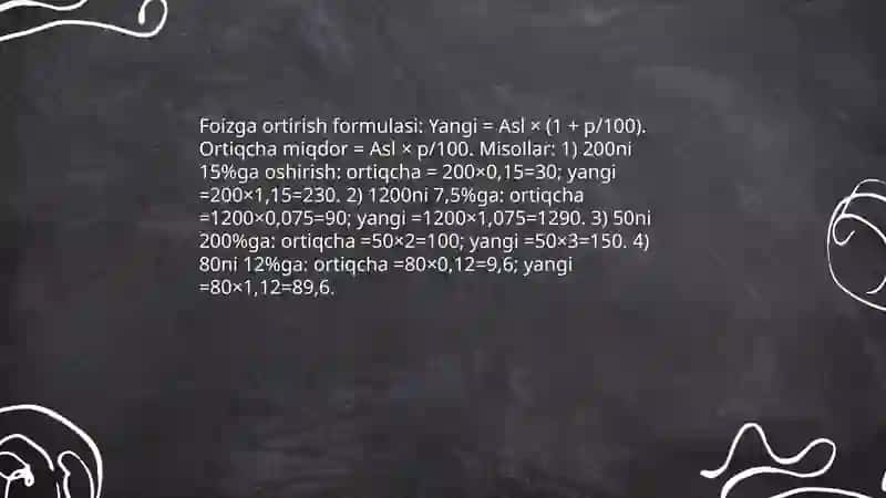 Foizlarga doir misollar yechish 4