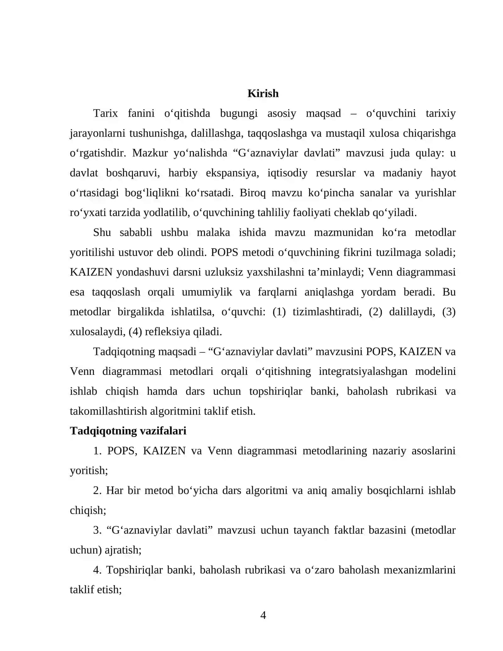 G‘aznaviylar davlati (POPS, KAIZEN, Venn diagrammasi metodlari orqali yoritib berish) 4