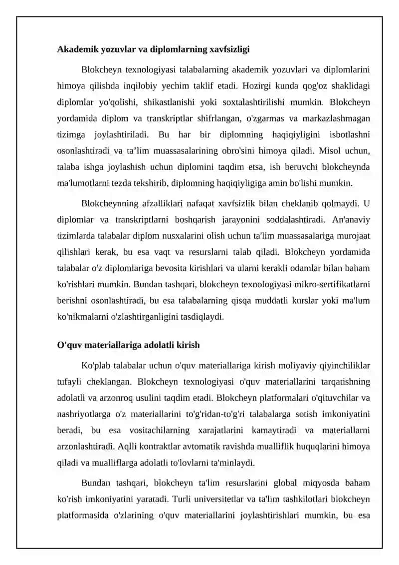 Blokcheyn texnologiyasining ta'limdagi imkoniyatlari 4