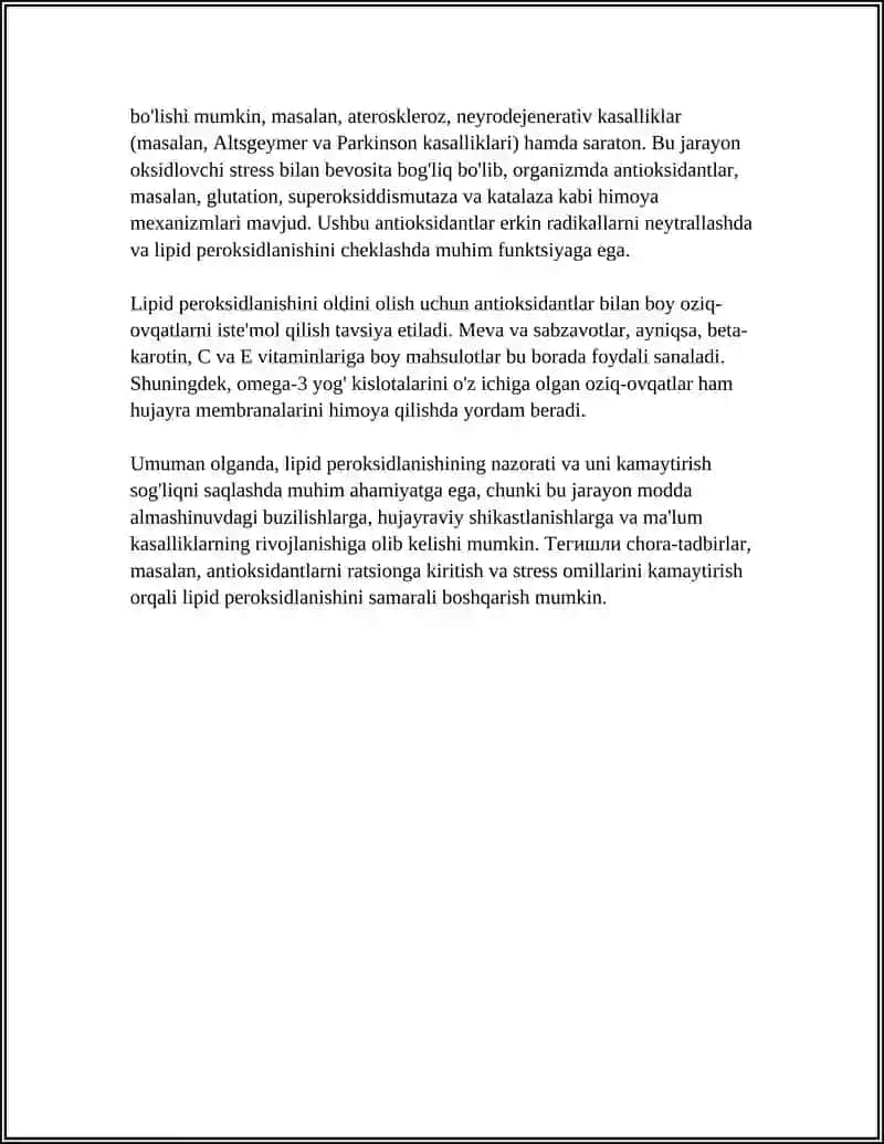 LIPIDLARNING PEROKSIDLANISHI VA HUJAYRA SHIKASTLANISHI PATOGENEZIDAGI AHAMIYATI 4