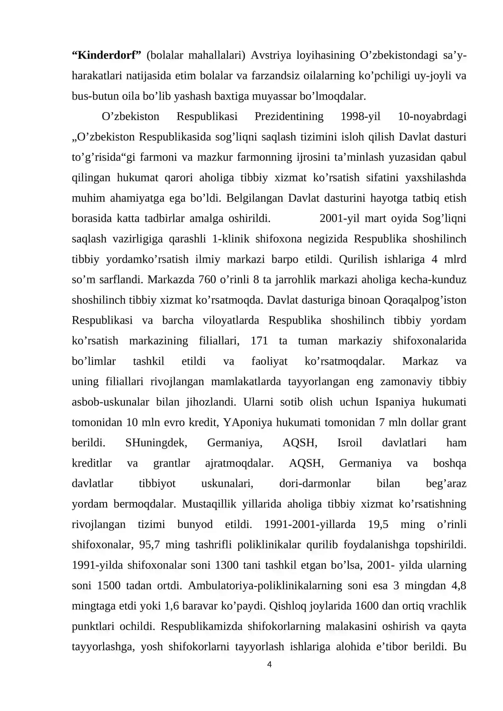 O'ZBEKISTON RESPUBLIKASIDAGI IJTIMOIY O’ZGARISHLAR. Aholi farovonligini oshirish tadbirlari 4