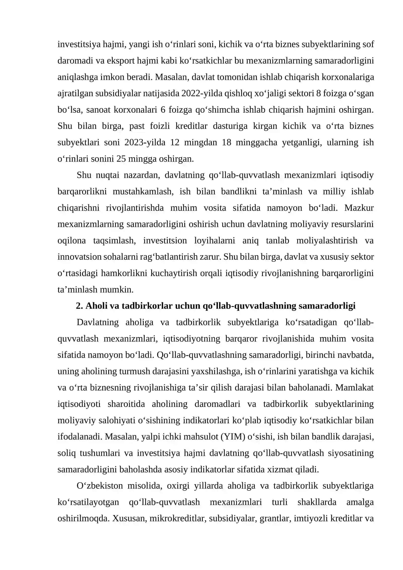 Infratuzilma sohasida faoliyat yuritayotgan aholi va tadbirkorlik subyektlarini davlat tomonidan qo‘llab-quvvatlash 4