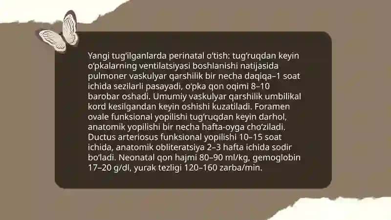 Neonatal qon aylanishining xususiyatlari 4