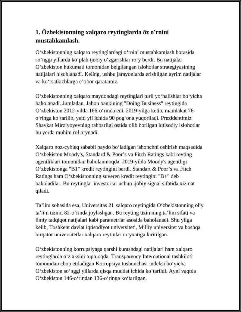 ÕZBEKISTONNI HALQARO REYTINGLARDAGI KÕRSATHICHLARINI KÕTARISHNING TARIXIY VA SIYOSIY AHAMIYATI 4