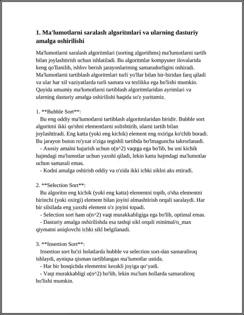 AXBOROTLARGA ISHLOV BERISH ASOSIY ALGORITMLARI ASOSIDA DASTURIY VOSITA YARATISH 4