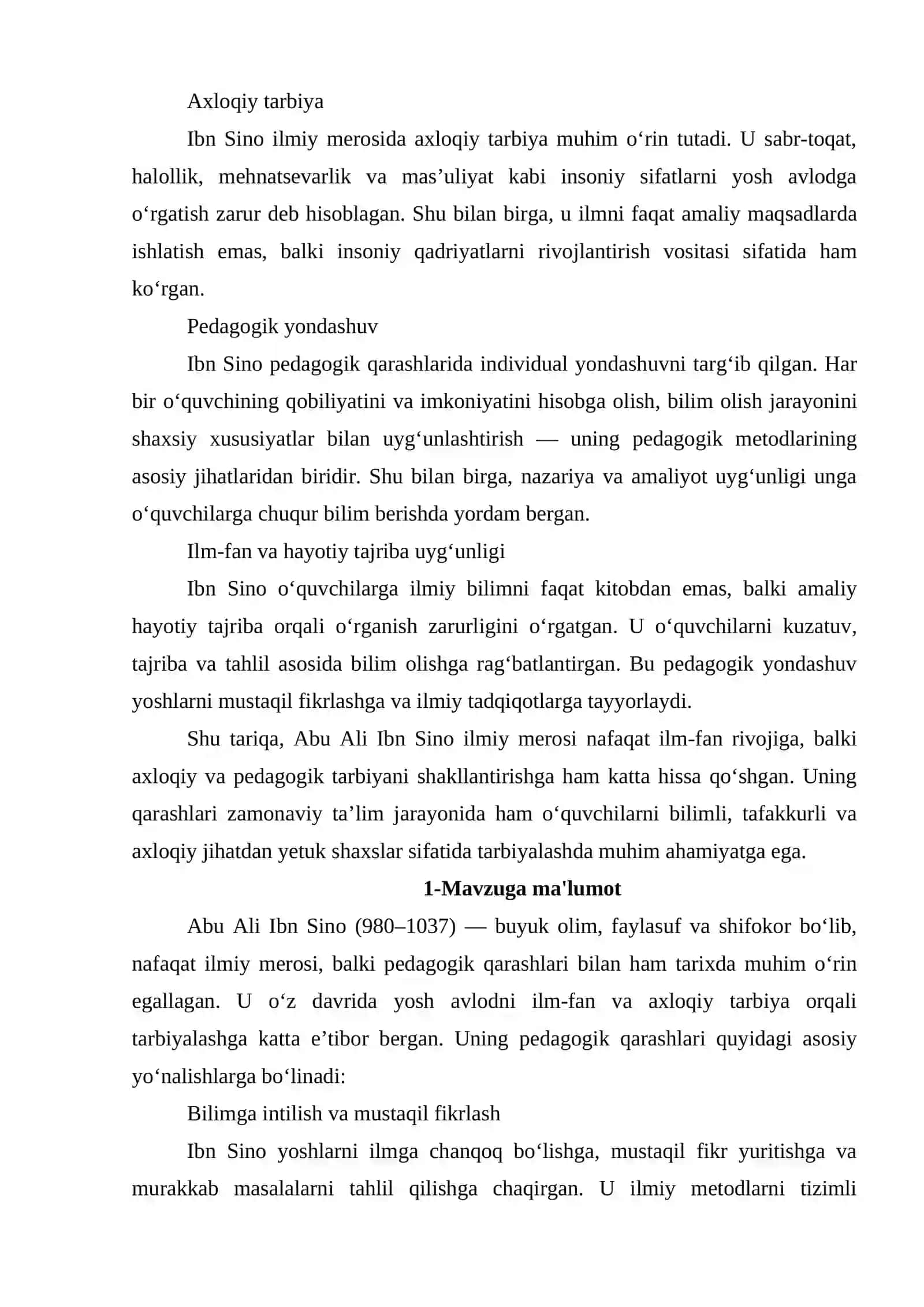 Abu Ali Ibn Sinoning pedagogik qarashlari 4