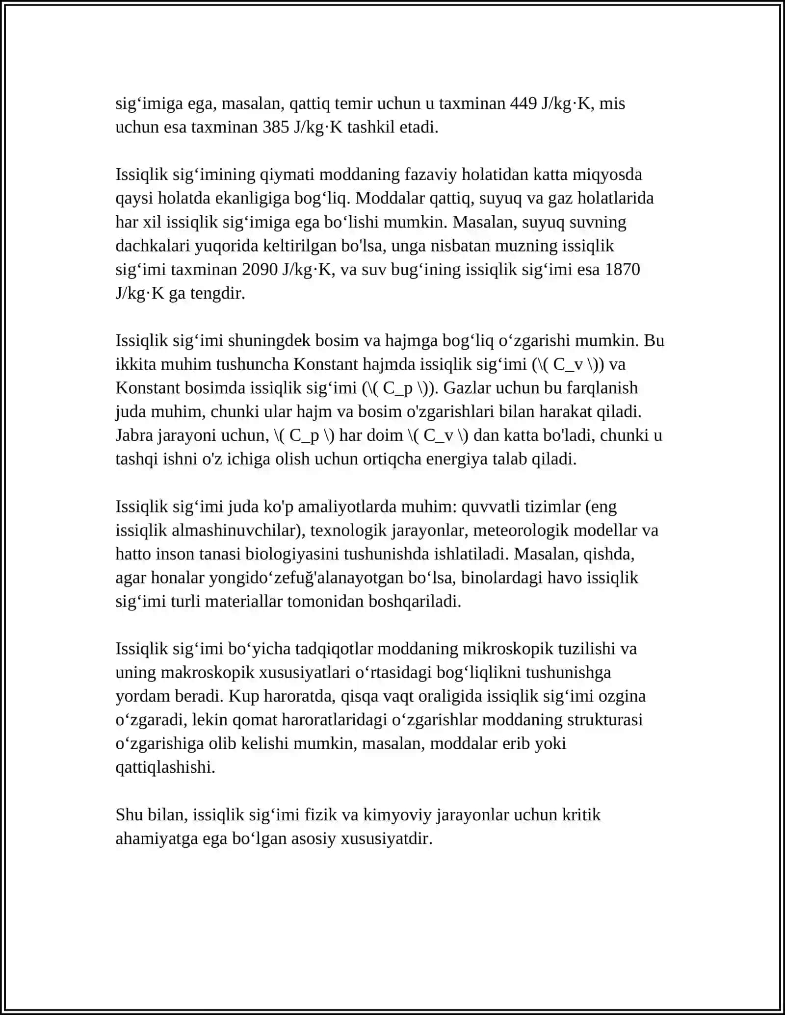 SUYUQLIKNING SOLISHTIRMA ISSIQLIK ISSIQLIK SIGʻIMINI ANIQLASH 4