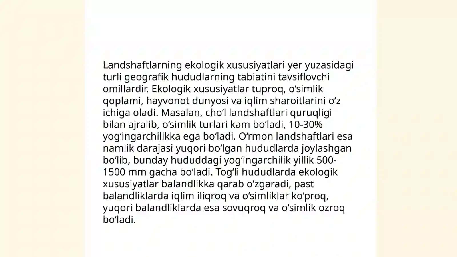 Landshaftlarning tizim sifatidagi xususiyatlarini o'rganish 4