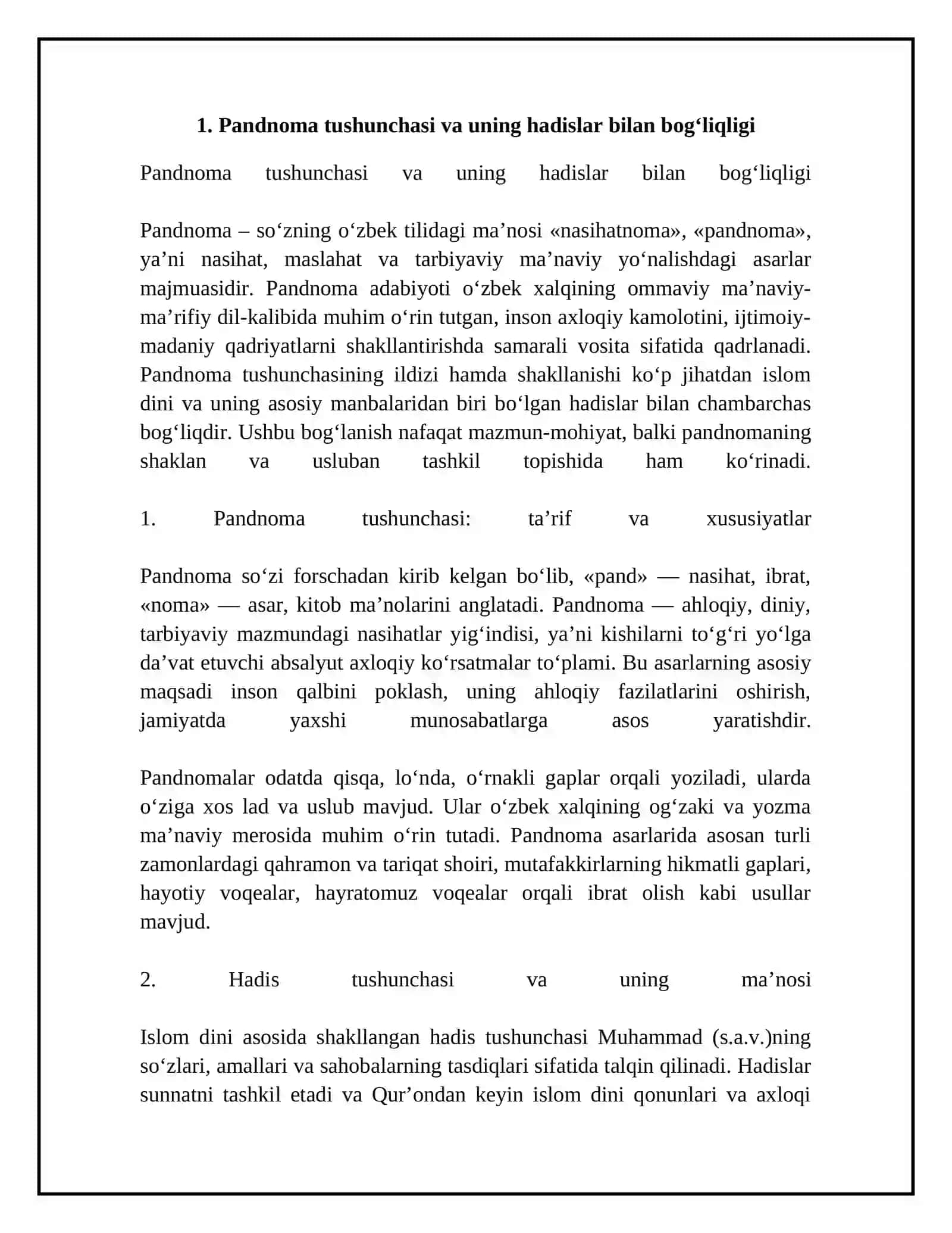 Hadislarning pandnomachilikni yuzaga kelishi va taraqqiyotiga ta’siri 4
