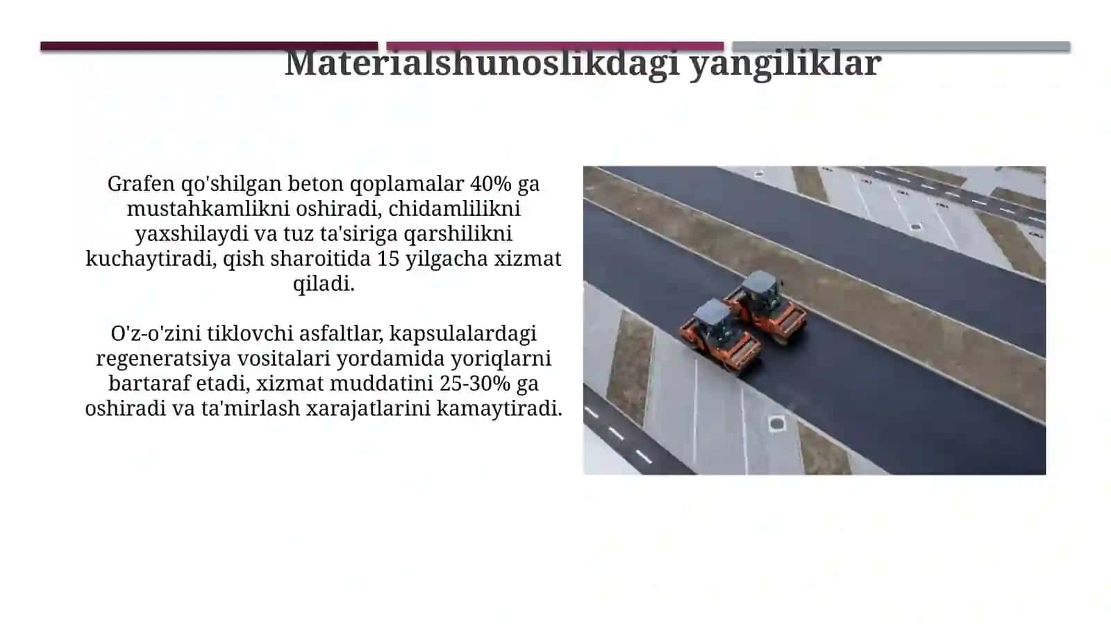Yo'l to'shamasi va qoplamasini reginiratsiya qilishning zamanoviy usullari 4