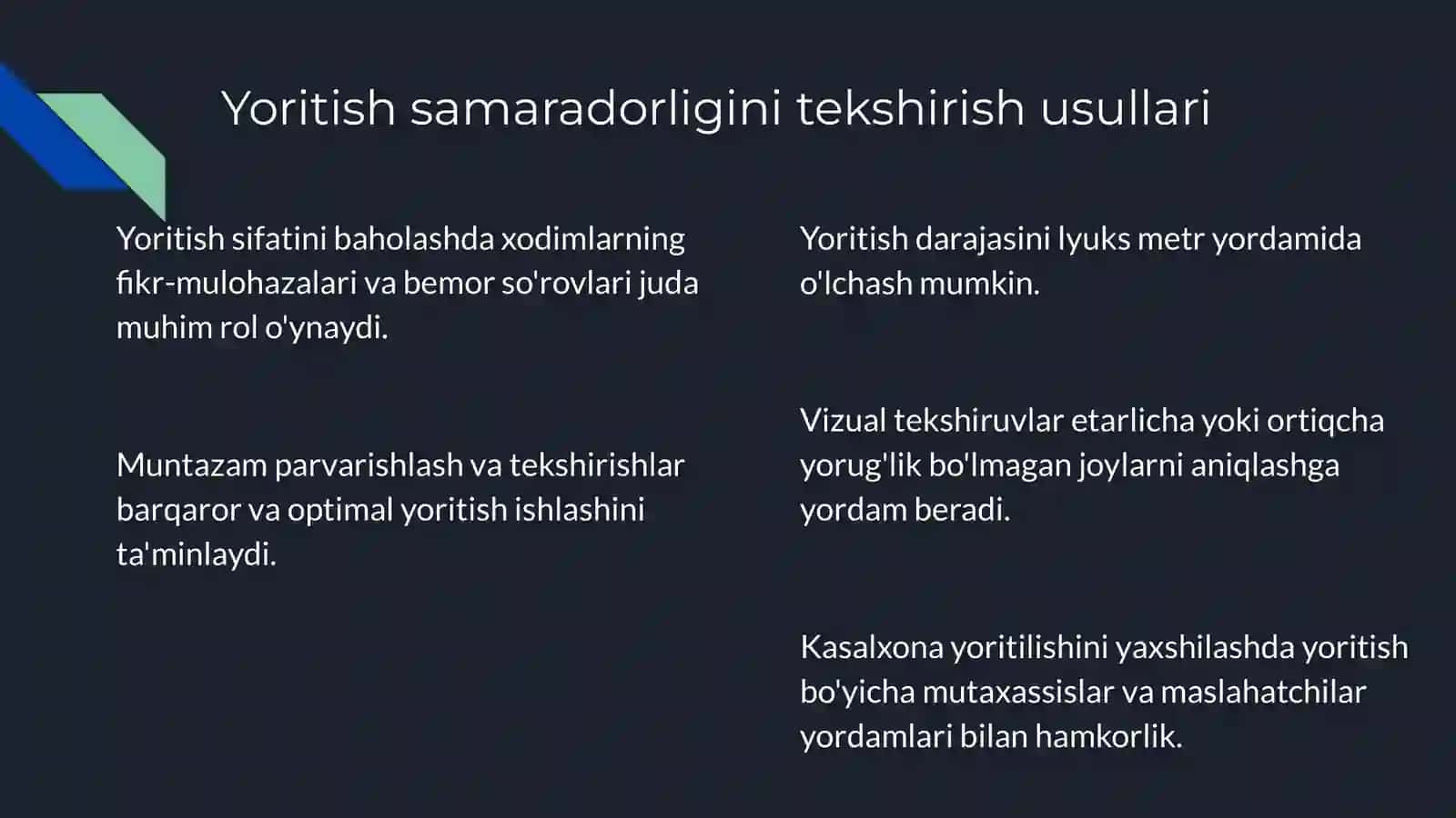 Kasalxonalar yoritilishi 4