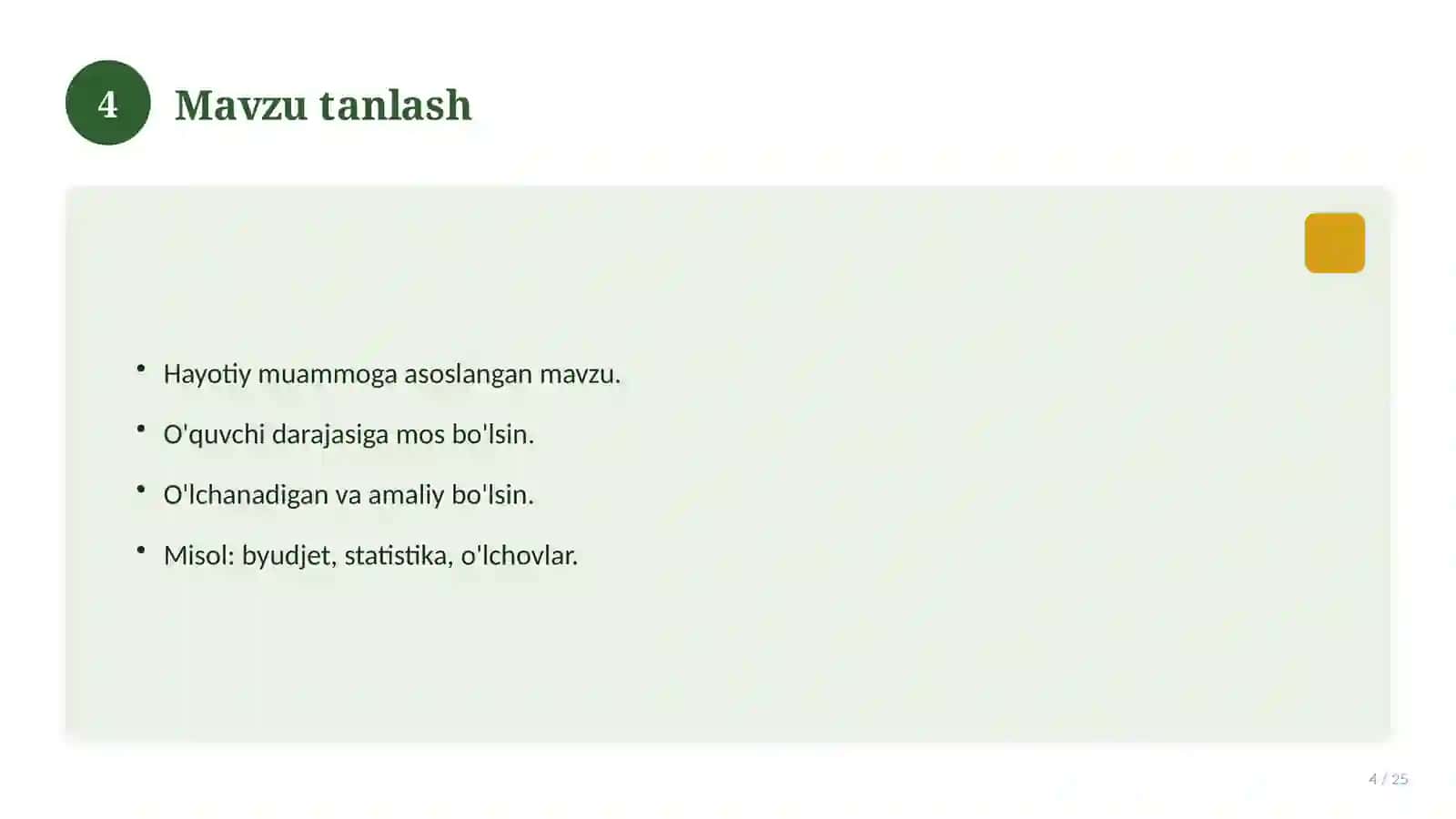 6-Sinf Matematika Fanidan Loyiha Ishi 4
