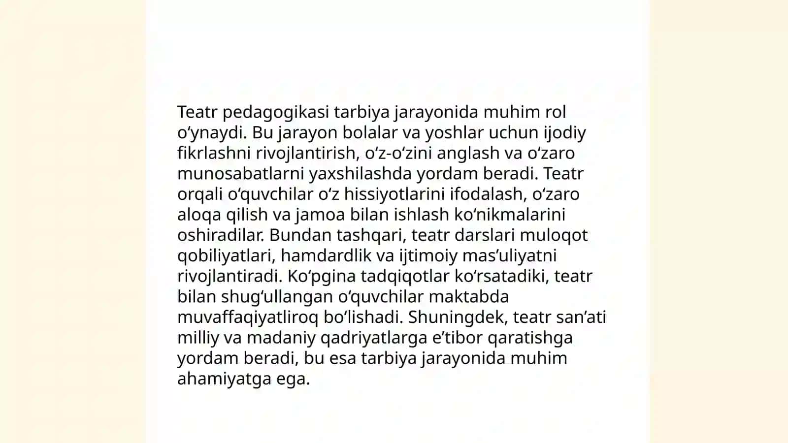 Badiiy pedagogika va tarbiya fanlari o‘zaro ta'sirda o‘quv jarayonlari 4