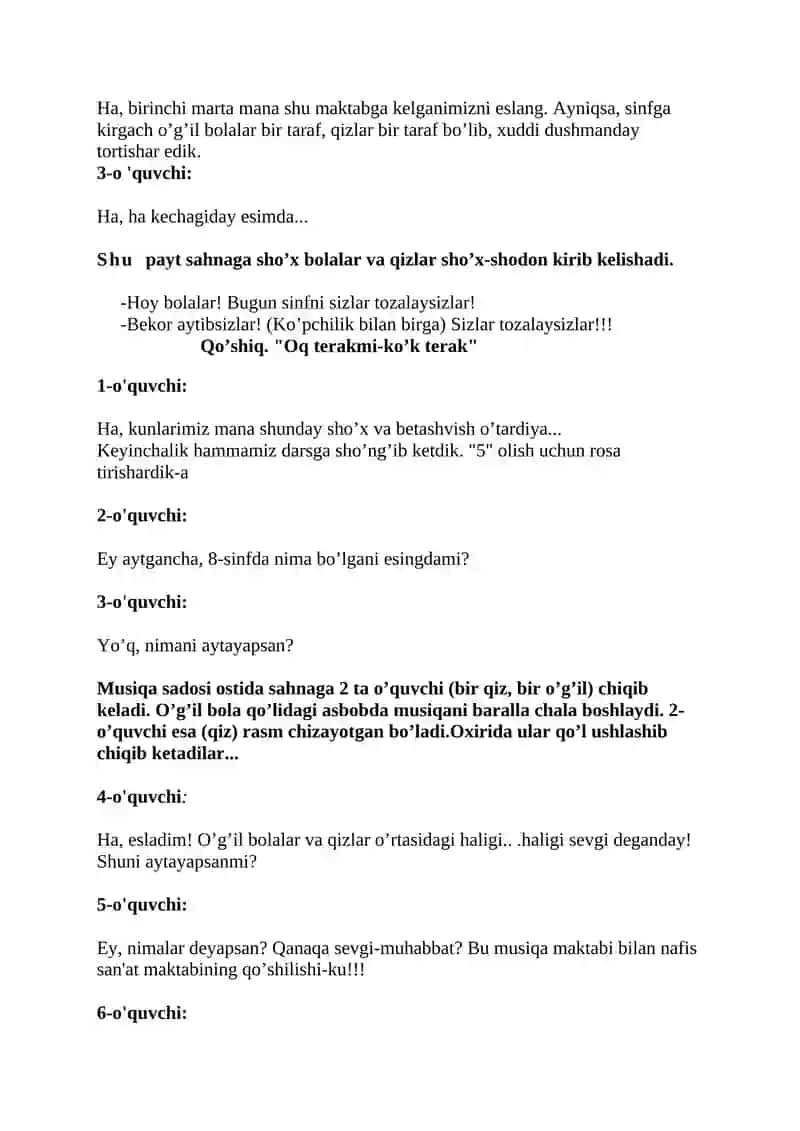 "OQ YO’L, BITIRUVCHI!" T ADBIR SSENARIYSl 4