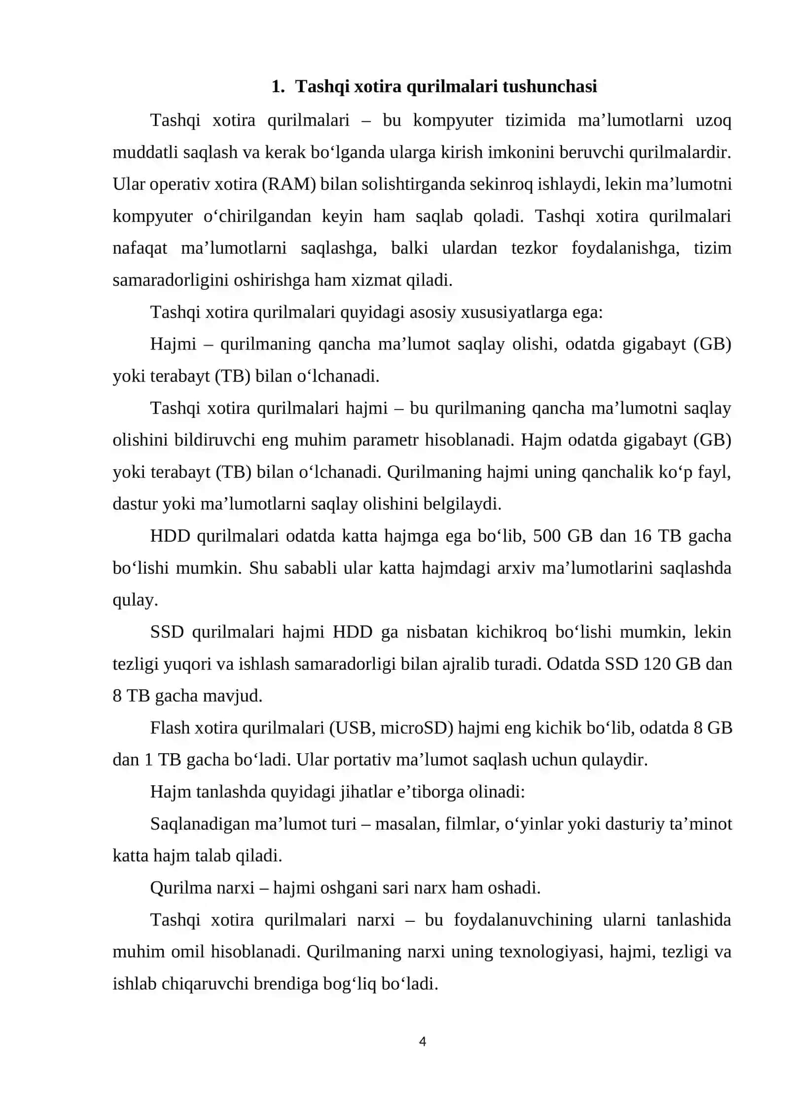 Tashqi Xotira Qurilmalari (HDD, SSD, Flash) 4
