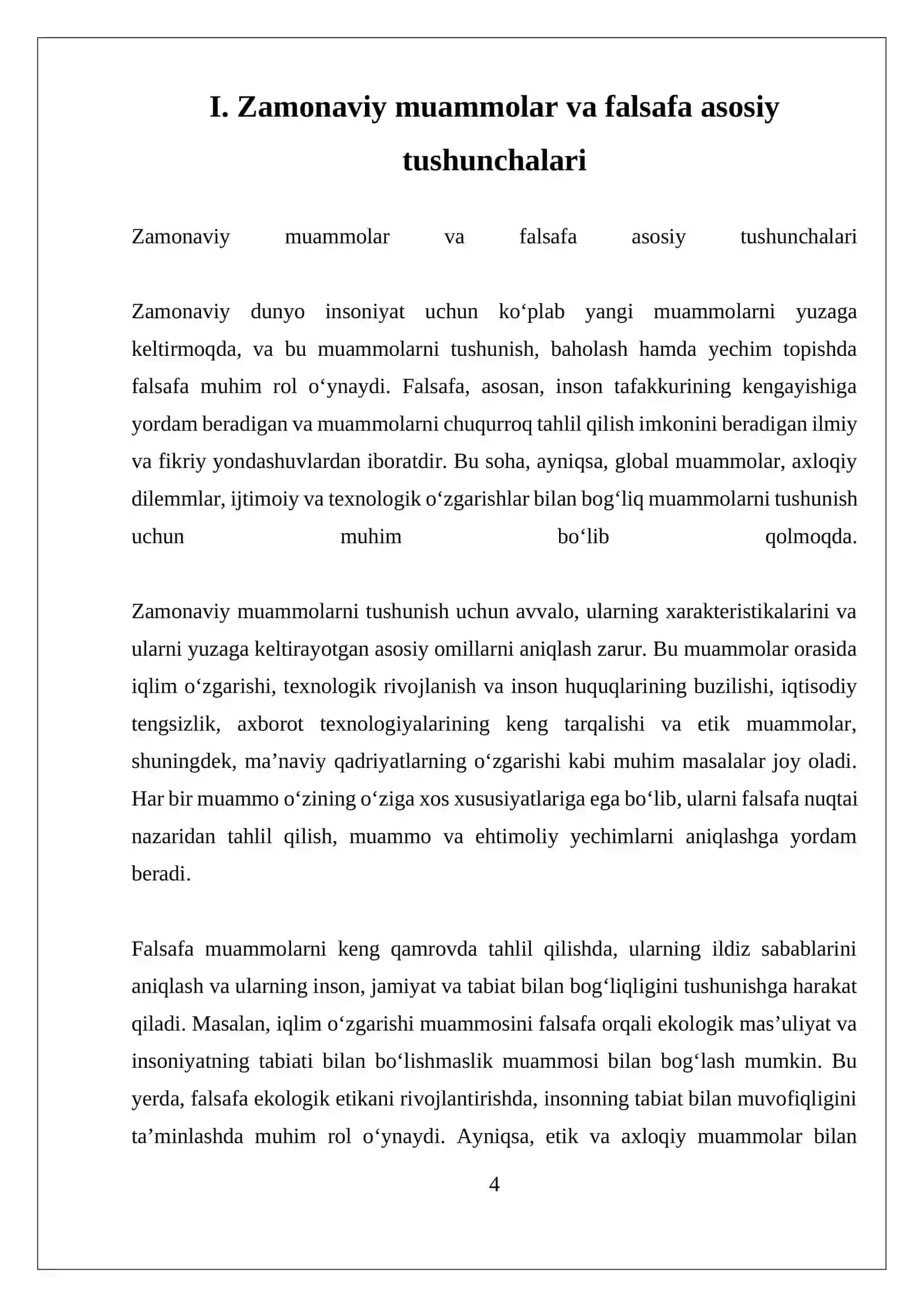 Zamonaviy muammolar va falsafa asosiy tushunchalari 4