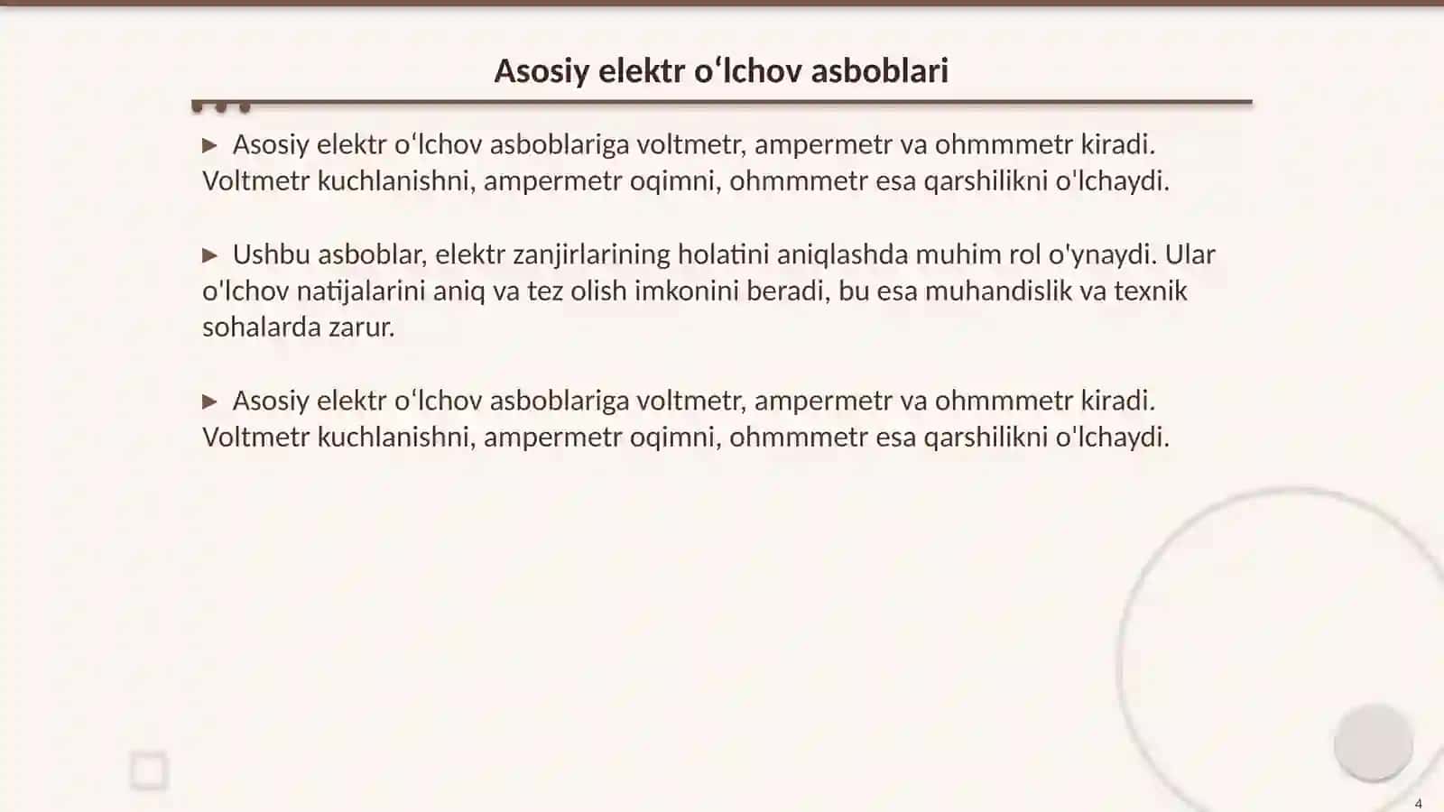 Elektr oʻlchashlar va asboblar 4