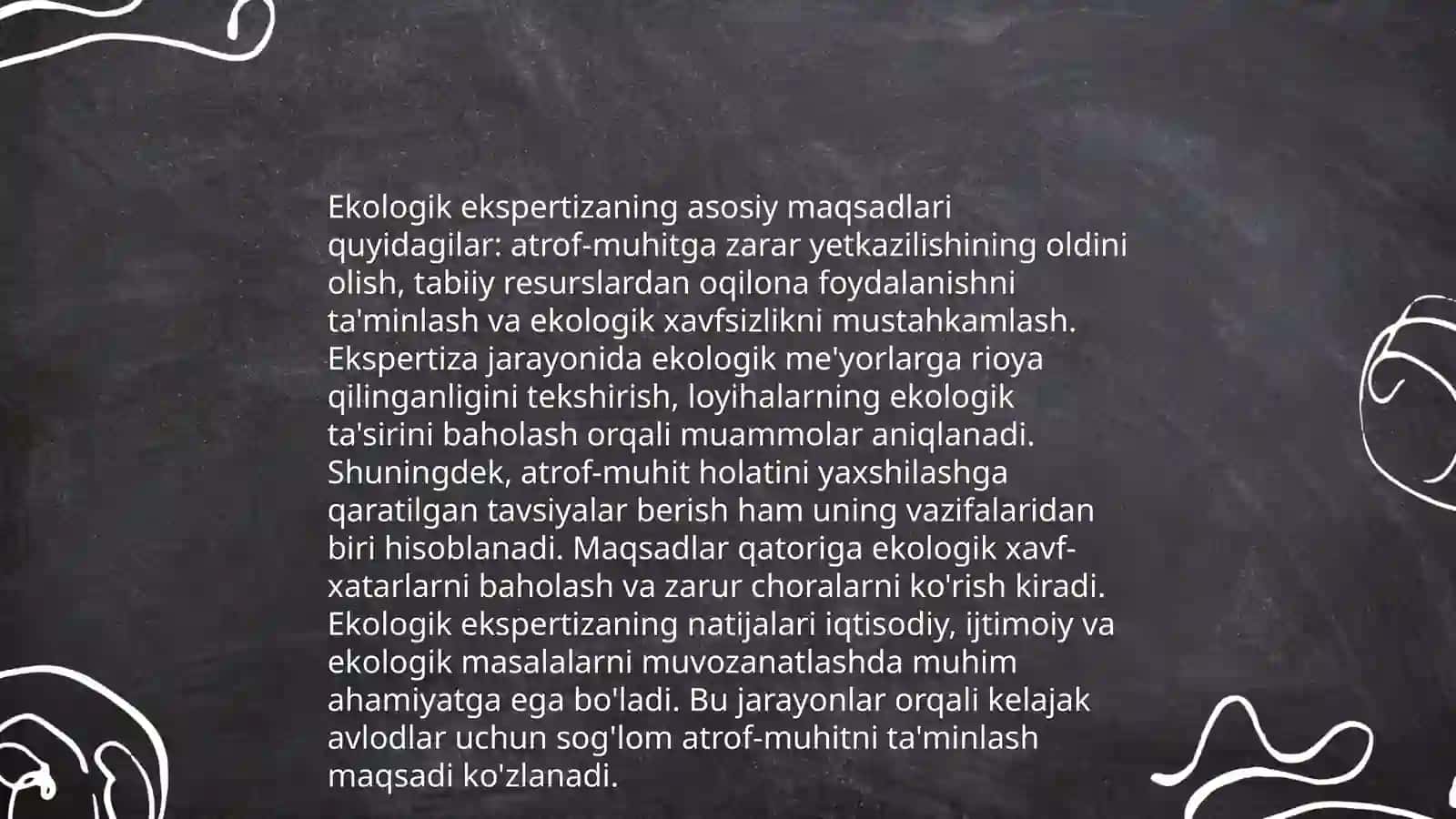 Ekologik ekspertiza turlari ekologik ekspertizaning asosiy prinsiplari ekologik ekspertizaning oshkoraligi 4