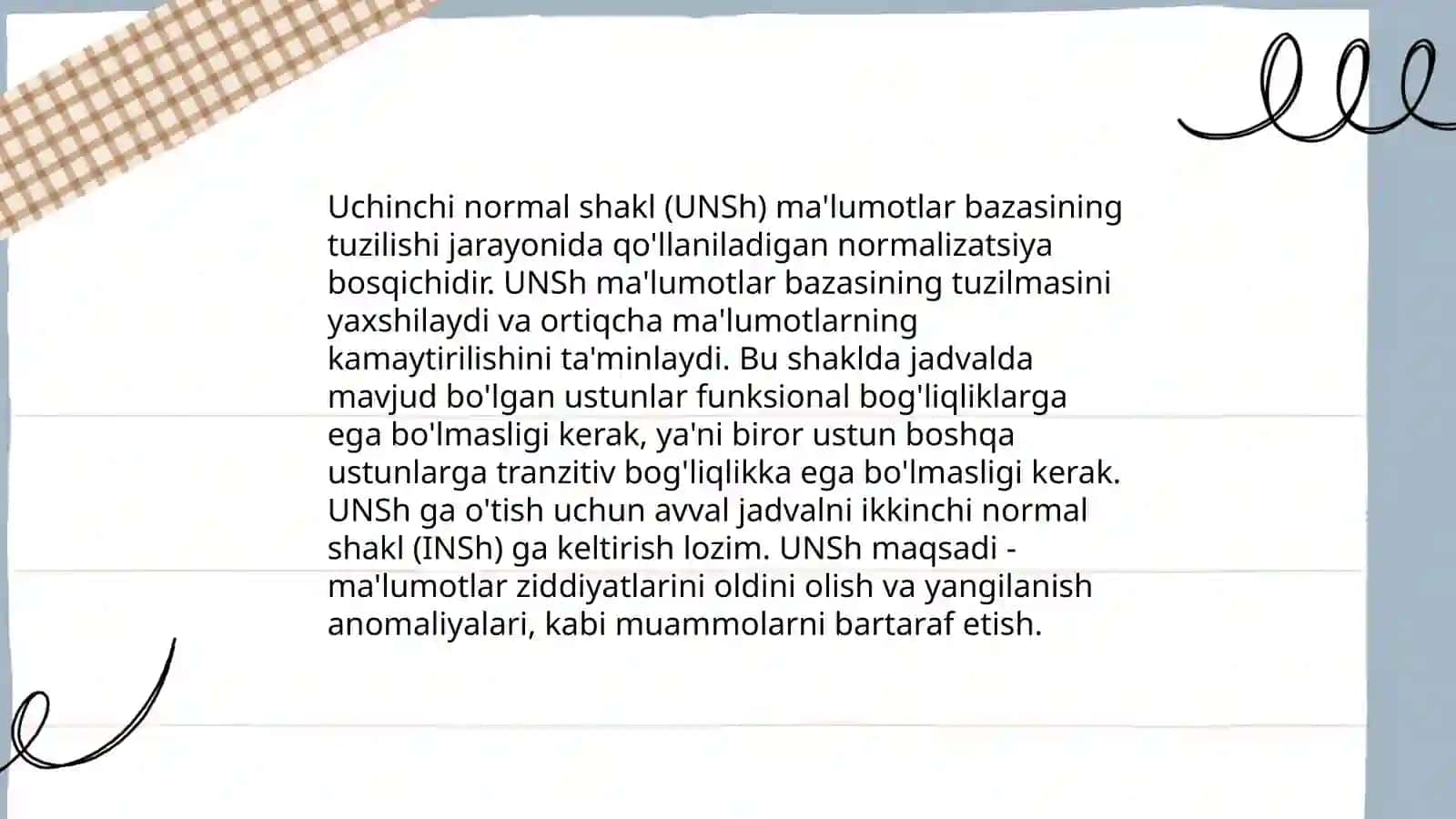 Ma'lumotlar bazasi me'yorlash nazariyasi 4