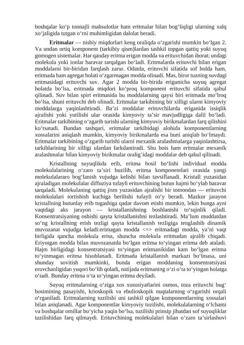 Laboratoriya ishi: Laboratoriya mashg‘ulotlari texnikasi bilan tanishtirish. Eritmalar klassifikatsiyasi va ularni tayyorlash 4