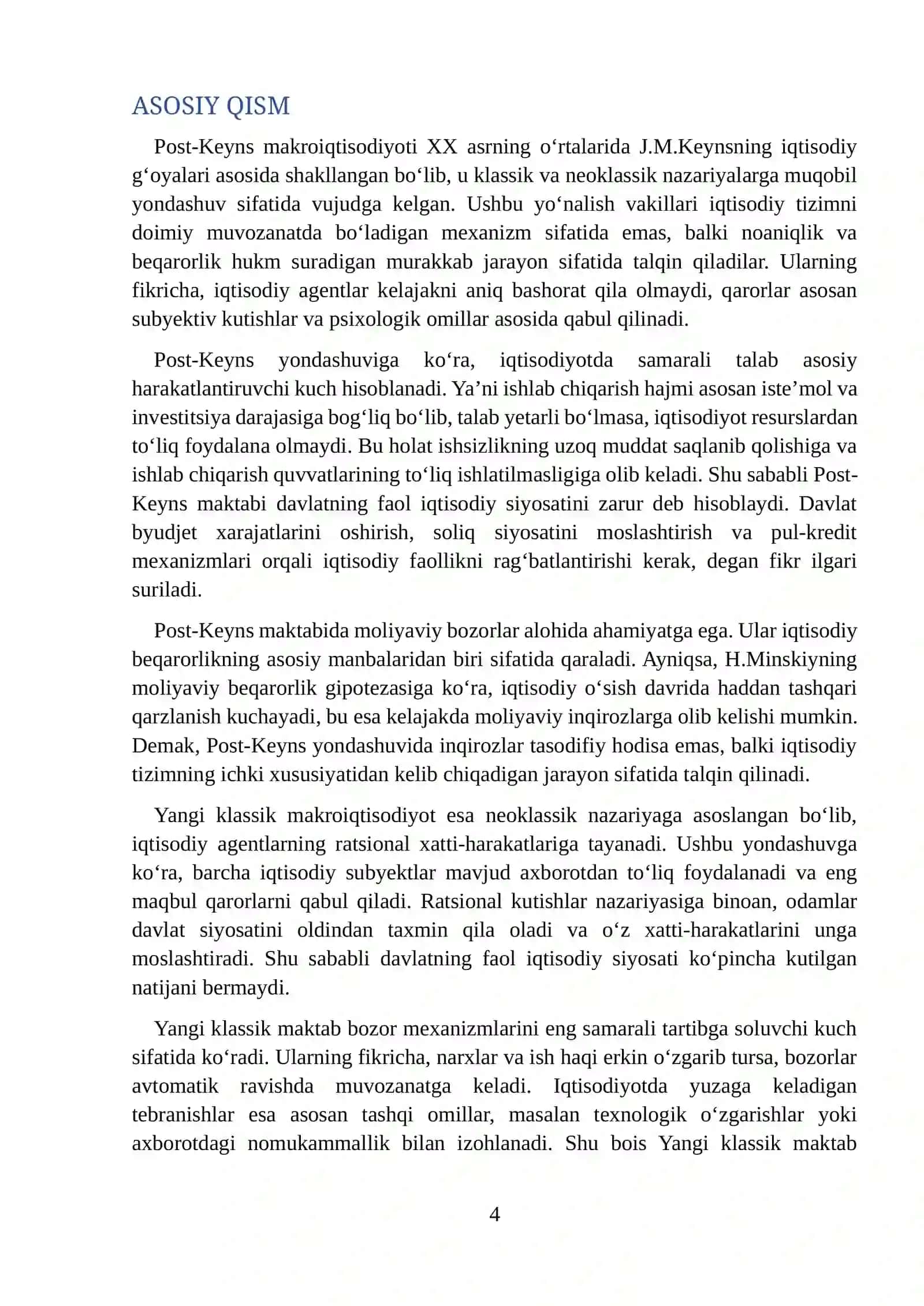 Post-Keyns va yangi klassik makroiqtisodiyotning dinamik farqlari 4