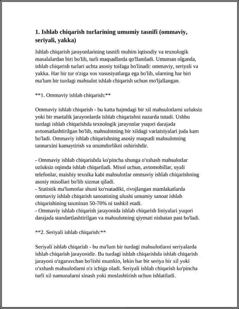 MAVZU. ISHLAB CHIQARISH VA BIZNES FAOLIYATI 4