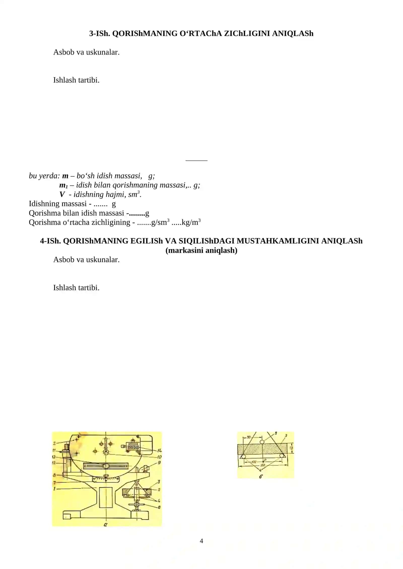 QURILISH MATERIALLARI VA BUYUMLARI labs ishi 4