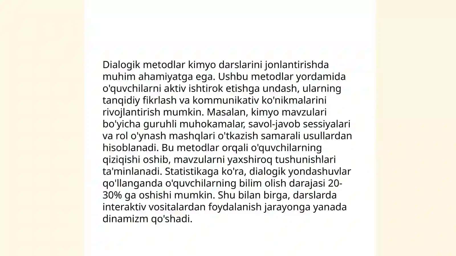 Kimyo oʻqitishda dialogik metodlar, suhbatlar, seminarlar, disput 4