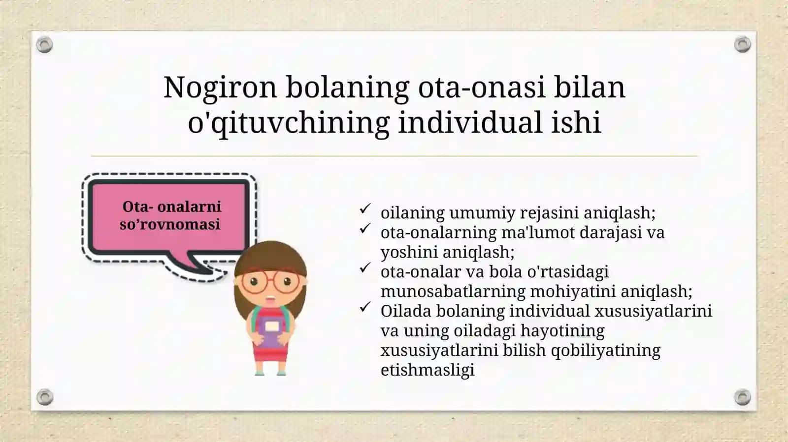 Rivojlanishda orqada qolayotgan bolalarning ota-onalari bilan ishlash 4