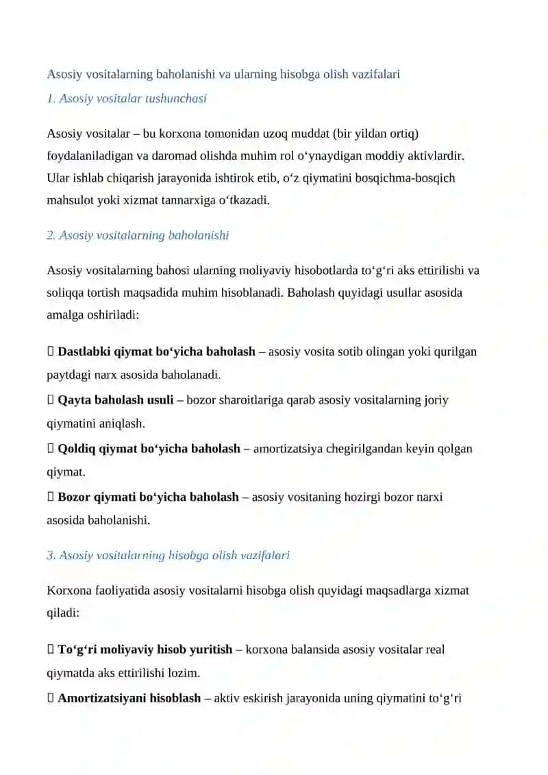ASOSIY VOSITALARNING BAHOLANISHI VA ULARNING HISOBGA OLISH VAZIFALARI 4