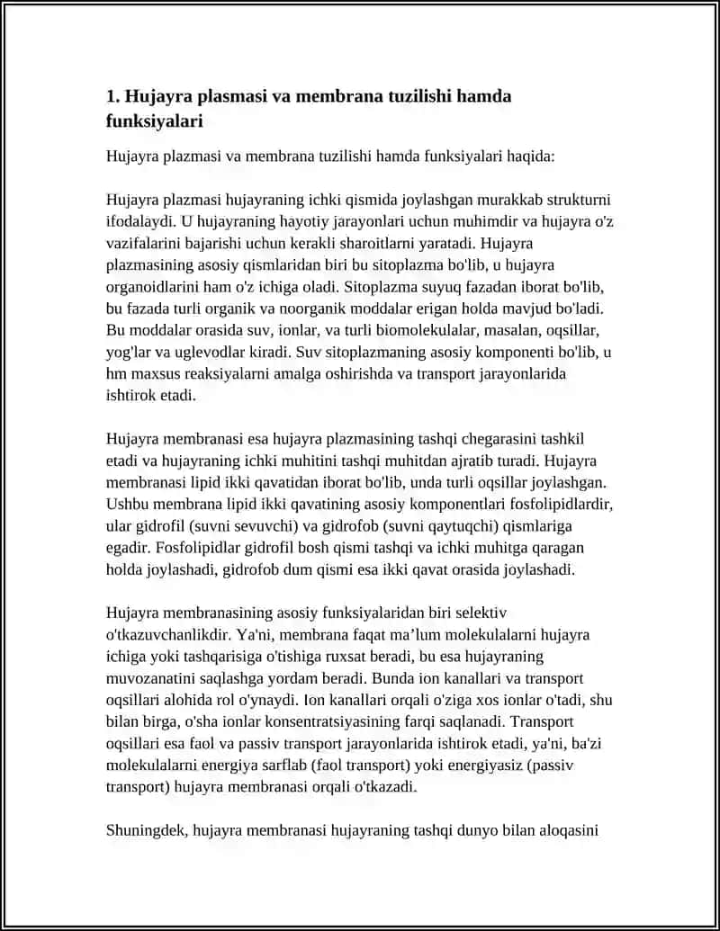 Hujayra Tuzilishi. Hujayra Nazariyasi. Hayvon va Odam Xromosomalarning Morfofunktsional Harakterikasi 4