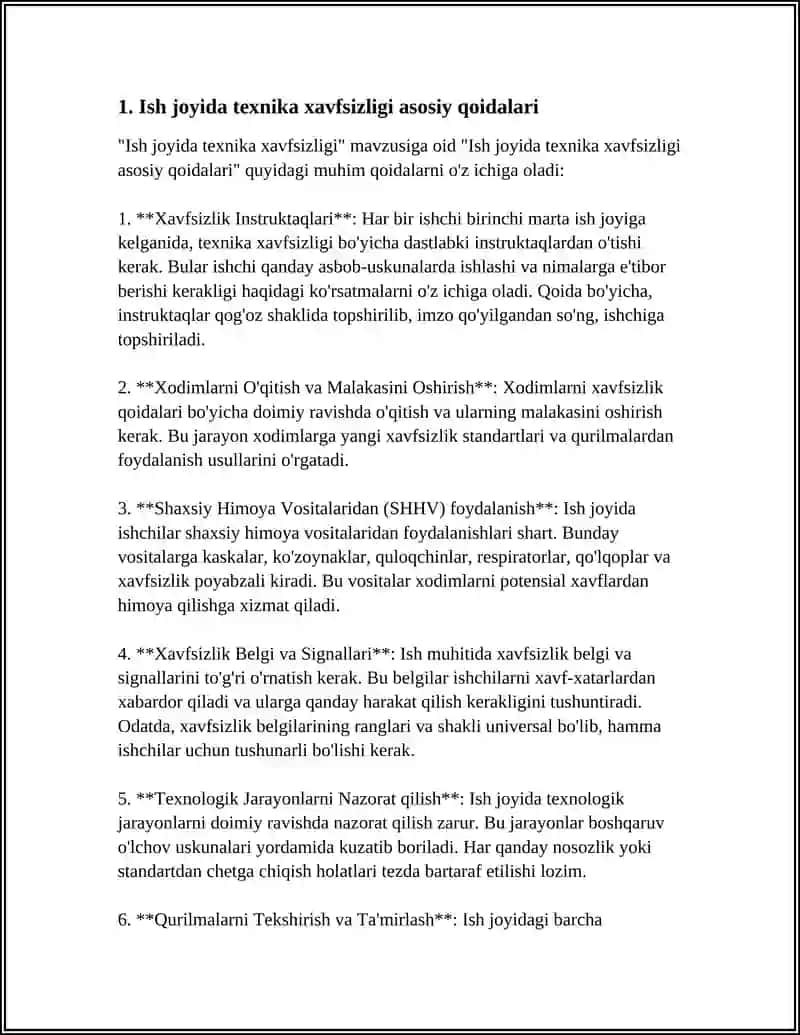 Ish joyida texnika xavfsizligi asosiy qoidalari 4