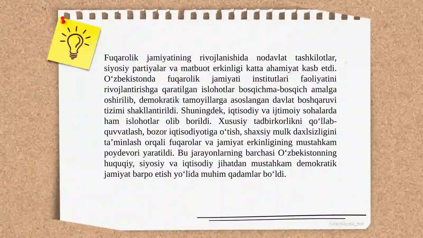 Oʻzbekistondagi demokratik fuqarolik jamiyati asoslarining shakllanishi amalga oshirilgan siyosiy islohotlar 4
